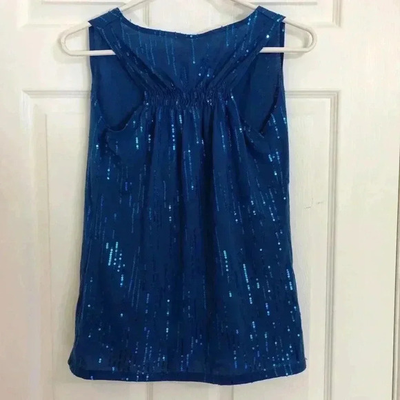Carol Rose Blue Sleeveless Sequin Top Size Small - Picture 8 of 11